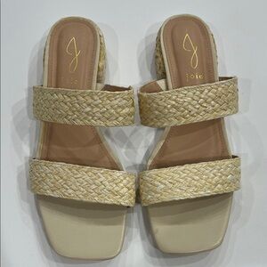 Joie Beige Woven Strap Sandals